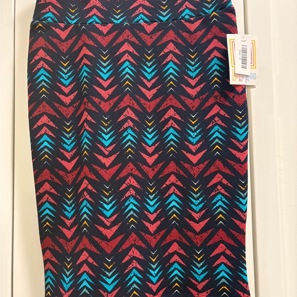 Red and Blue Midi Pencil Skirt for Cocktail Events